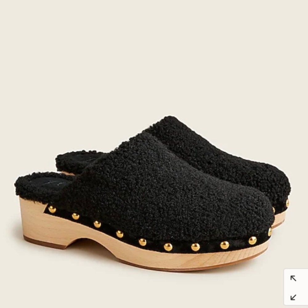 Jcrew Black Sherpa Studded Clogs 7